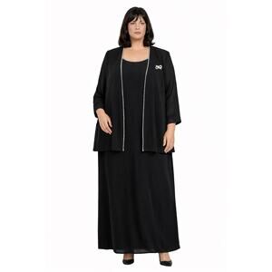 Vintage 1990s Marsoni Black Rhinestone Trim Gown & Jacket Set size 22